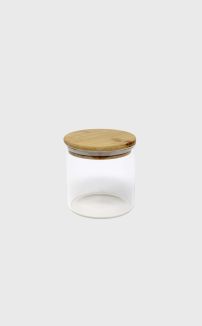 GLASS JAR  W/ BAMBOO LID (SMALL)