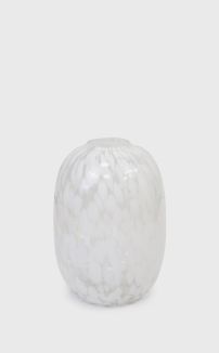 WHITE MARBLE GLASS VASE LG