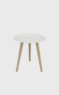 WHITE SIDE TABLE  WITH BEAD TRIM (LARGE)
