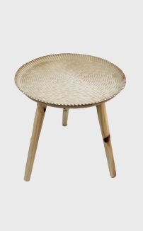 WHITE WASHED RATTAN SIDE TABLE (LARGE)